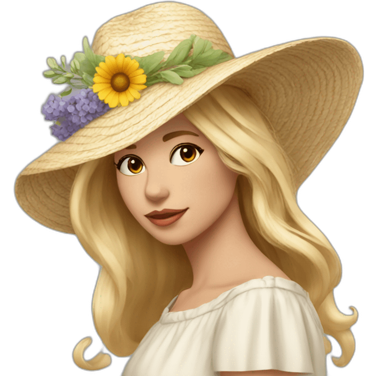 femme provence chapeau fleurs emoji