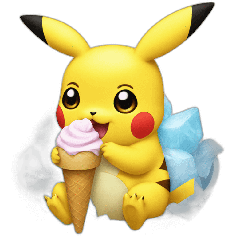 Pikachu eating ice cream  emoji