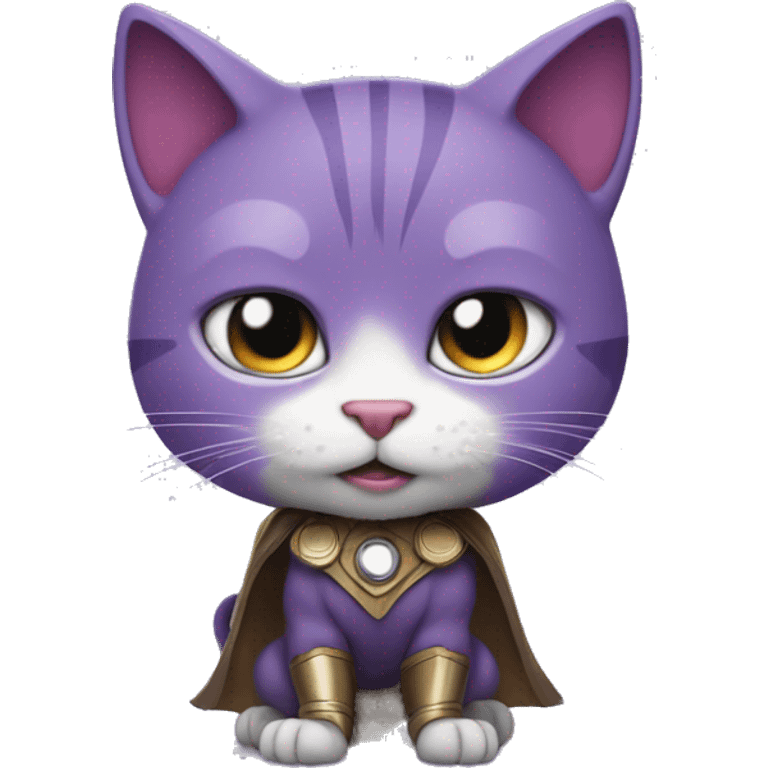 Purple cat in Thor costume with hamer emoji