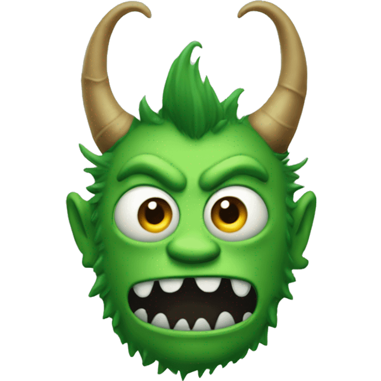 An evil green monster with horns. emoji