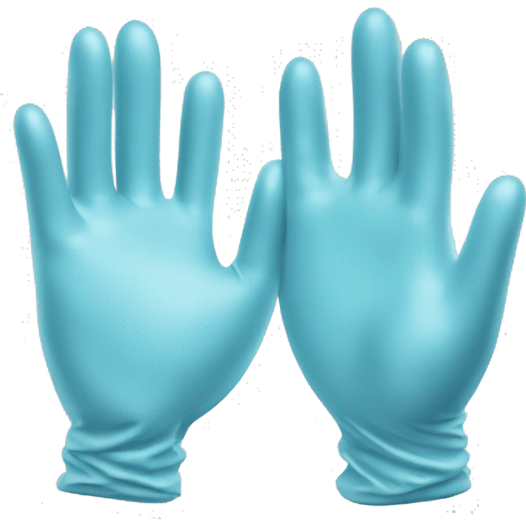 Realistic light blue latex medical gloved hands isolated.  emoji