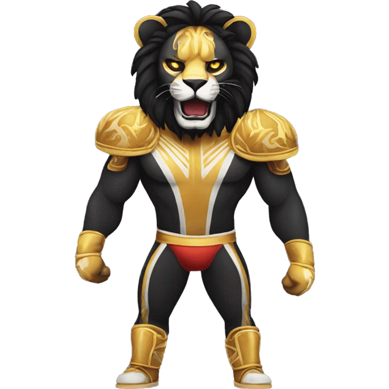 Black lion as lucha libre wrestler emoji