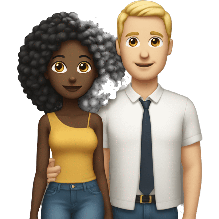 Black woman and white man couple emoji