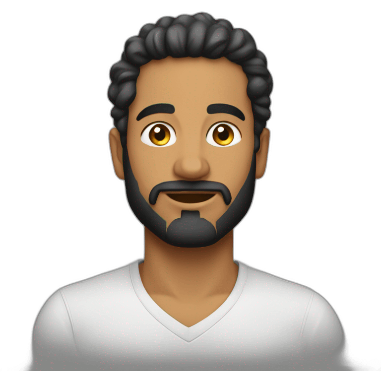 رجل شعره كيرلي لابس قناع emoji