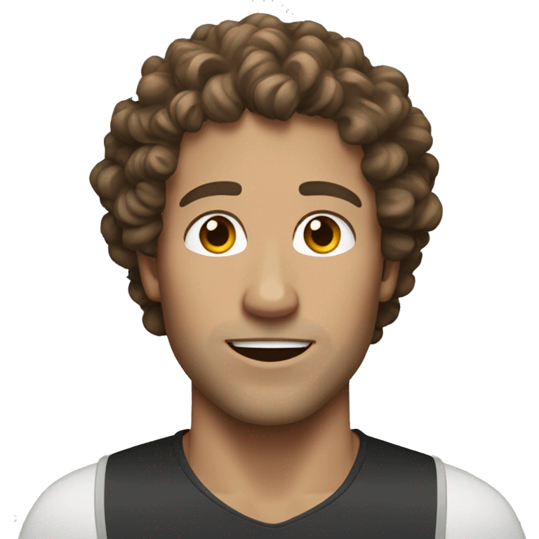 brown curly hair white man running emoji