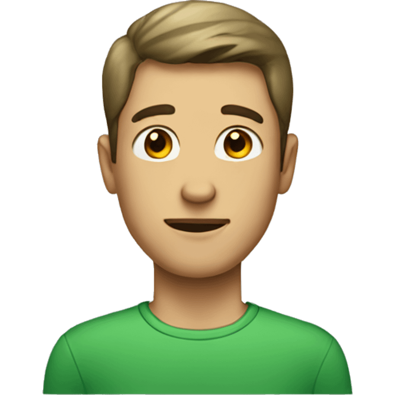 green shirt male portrait thin face emoji