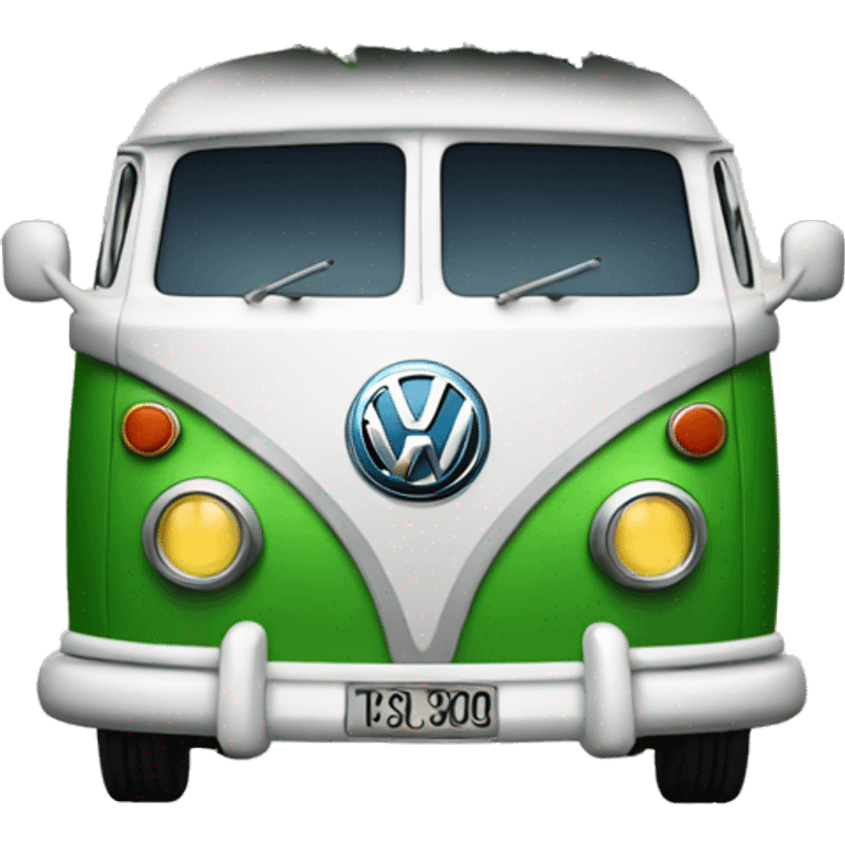 VW bus with Christmas tree on top emoji