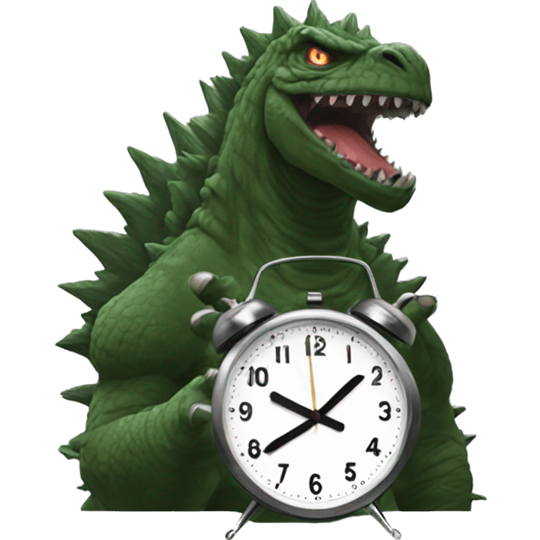 Godzilla with a flava flav clock  emoji