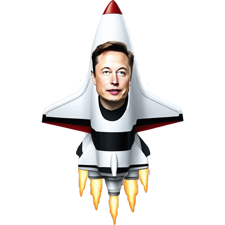 Elon Musk on a flying rocket emoji