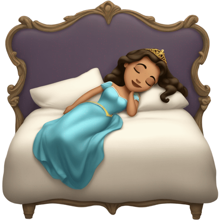 Sleeping brunette beauty princess Disney, bed emoji