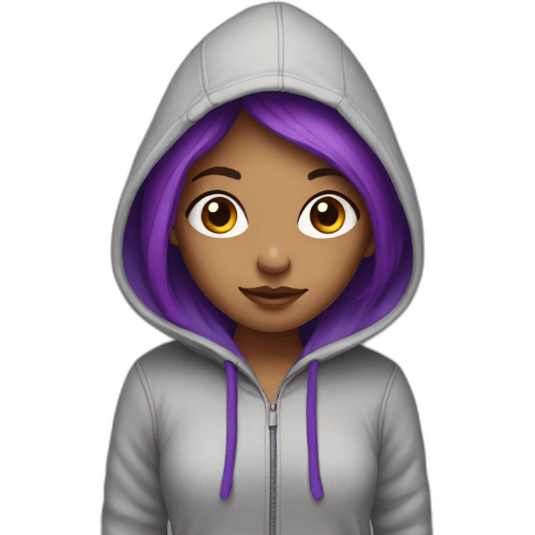 Girl with purple hair in a hoodie emoji