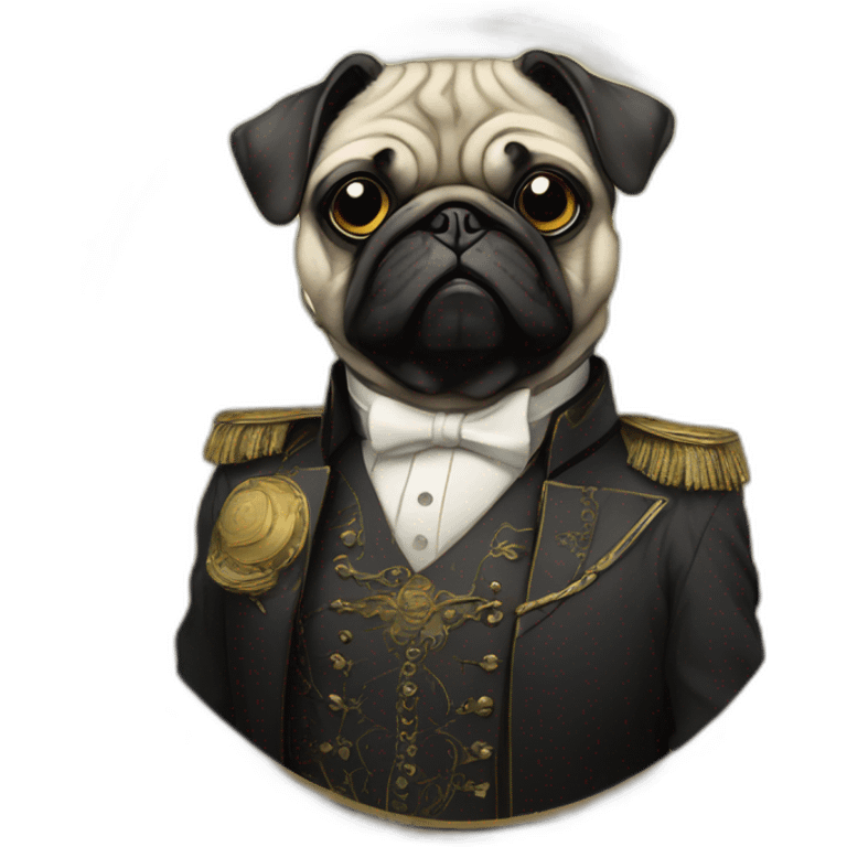 A cyberpunk pug in Art Nouveau style during 1910 emoji