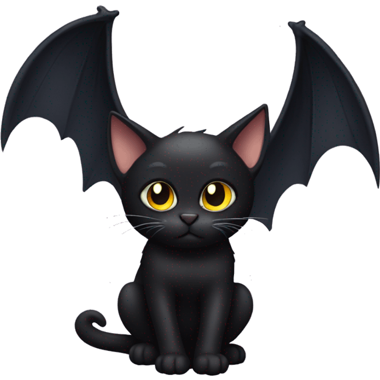 black cat with bat wings emoji