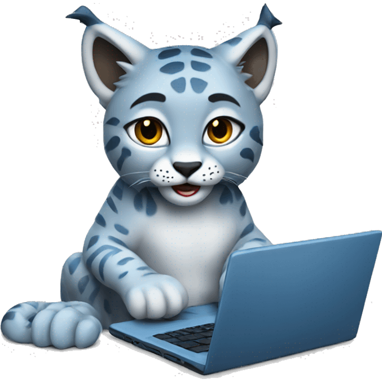 A blue lynx with a laptop emoji