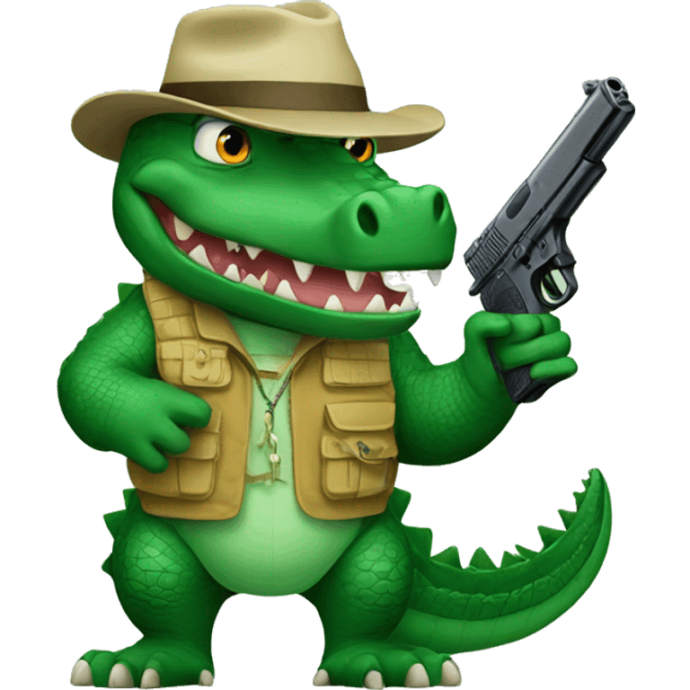 Crocodile with a gun emoji