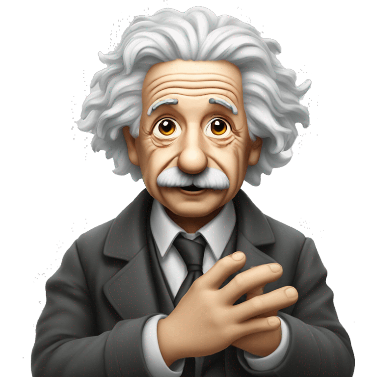 albert einstein with wawing hand emoji