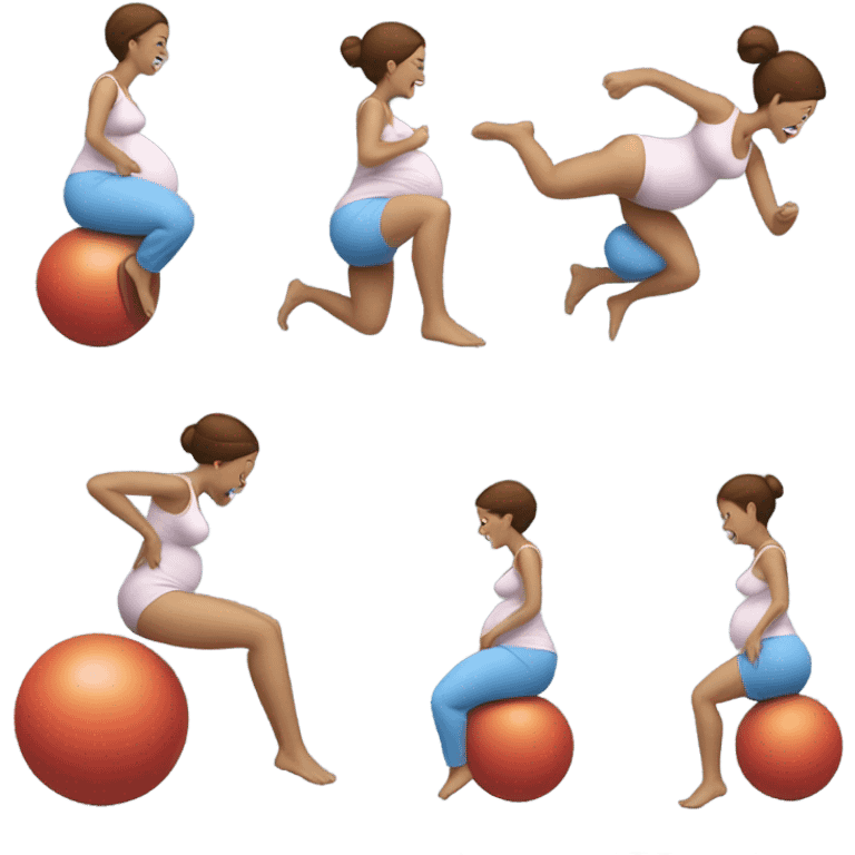 Woman pregnant bouncing on ball  emoji