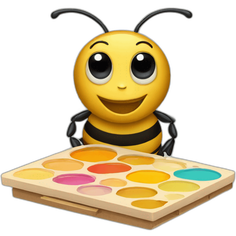 bee holding a palette emoji