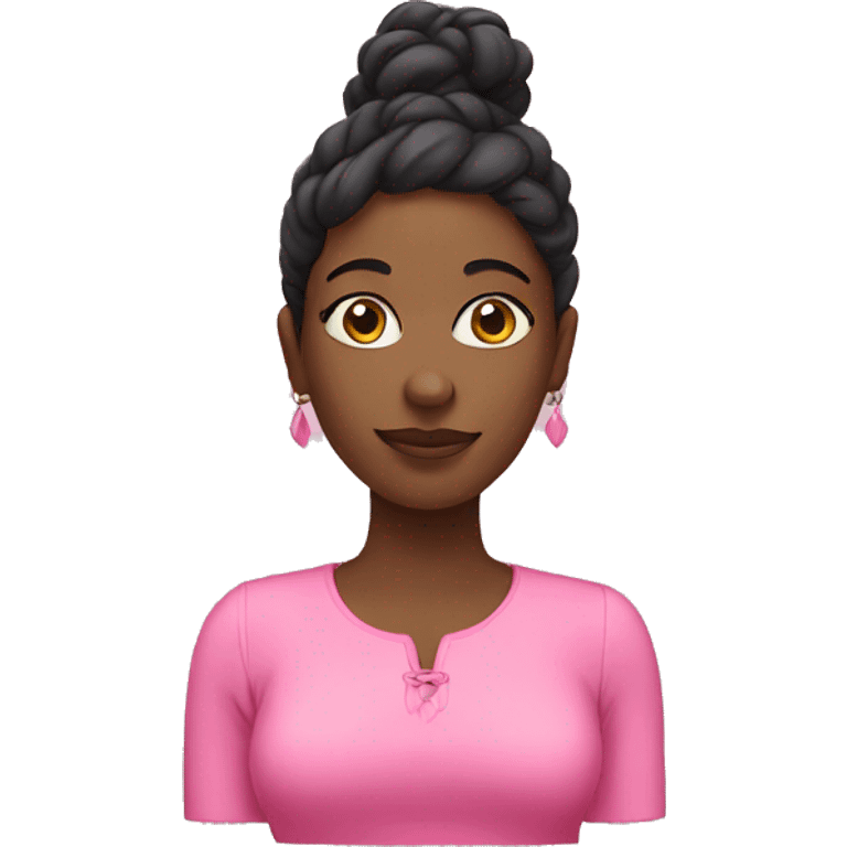 Black woman wearing pink emoji