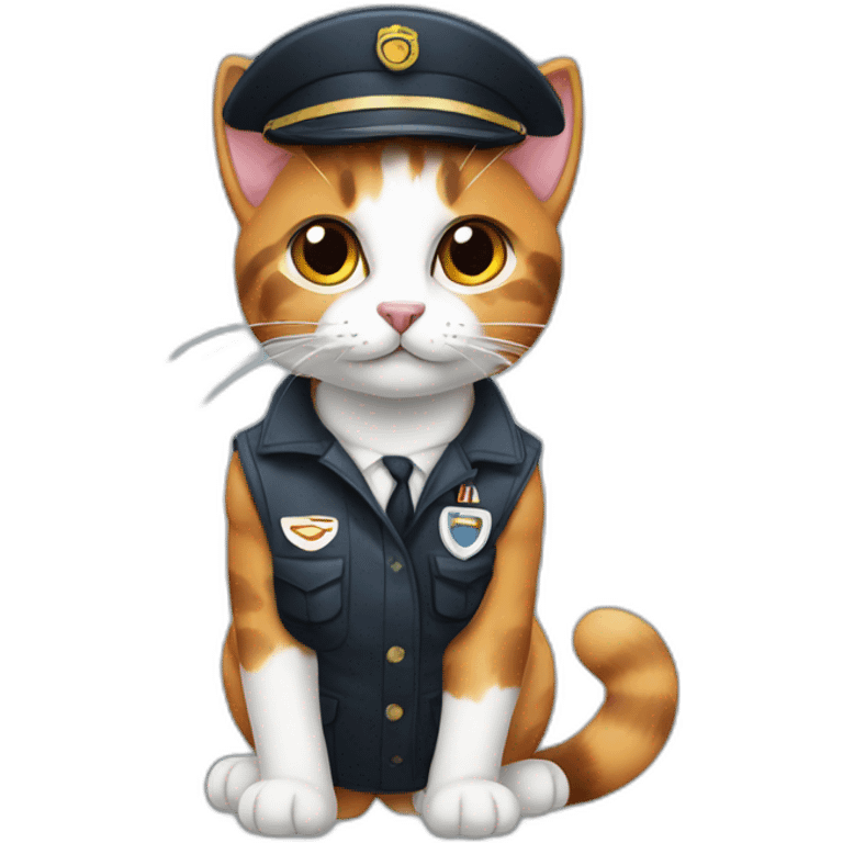 calico cat with black mark as pilot emoji