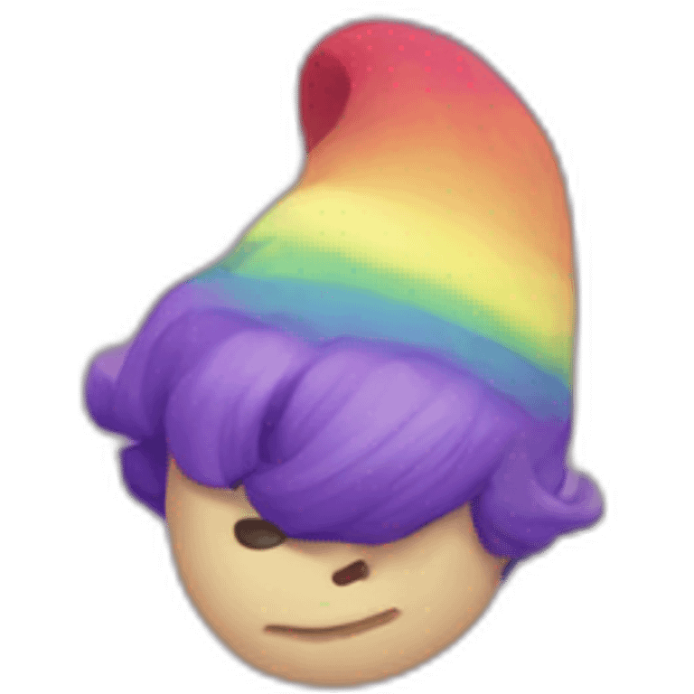 purple-skinned pointy-eared rainbow-haired gentle giant emoji