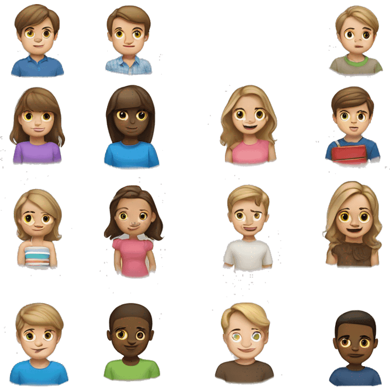 2 mom's, 8 kids brown hair girl, dark blond hair boy, brown hair girl, dark blond hair boys, light blond hair boy/gir twins, brown hair toddler girl, brown hair baby boy emoji