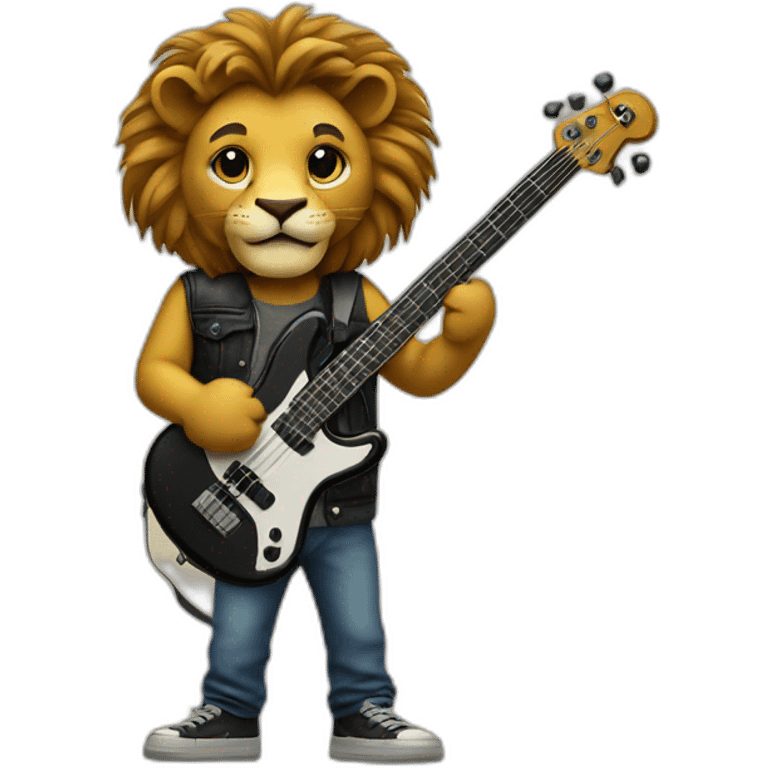  Young lion holding a Bass guitar emoji