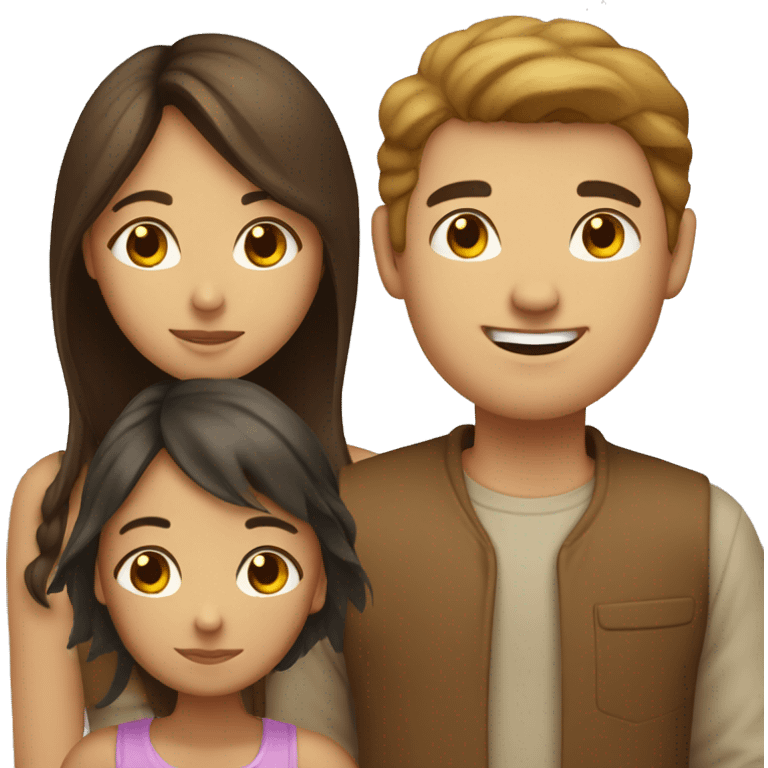 Brown haird asian girl with brown haired guy emoji