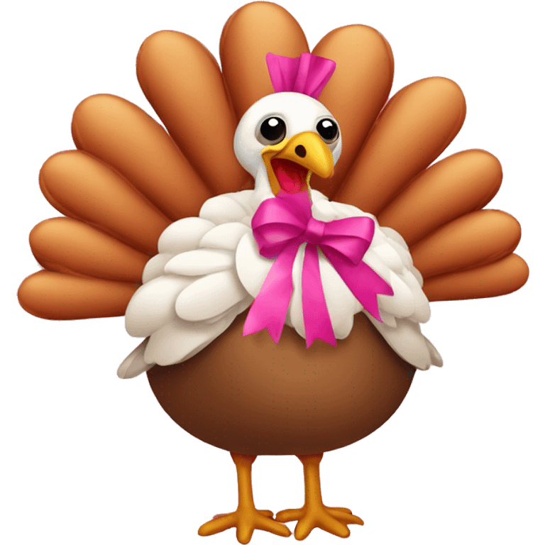 thanksgiving turkey with pink bow emoji