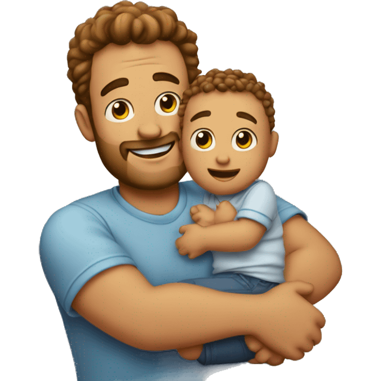 Dad hugging a curly baby emoji