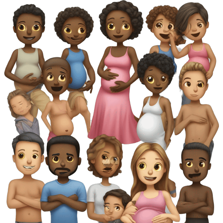 pregnant mother with 12 other kids 6 girls 6 boys emoji