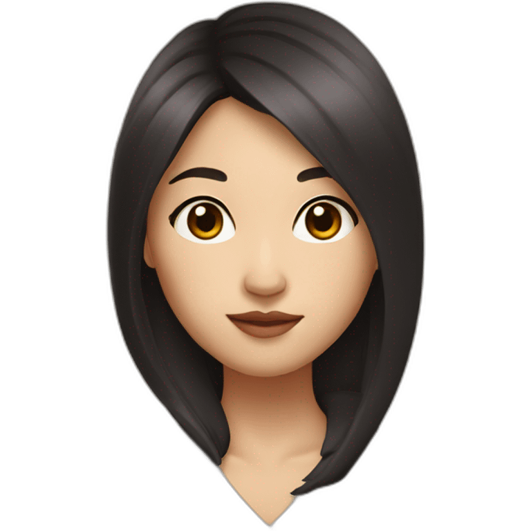 Asian woman, dark hair, brown eyes, big lips emoji