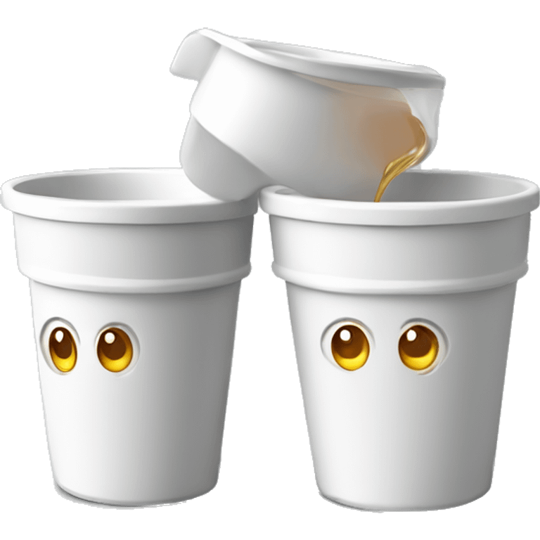 2 white stryophome cups stacked on eacher (dubble cup) and cough syrup emoji