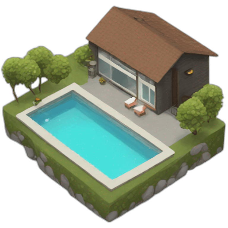 Tiny mcm house with pool emoji