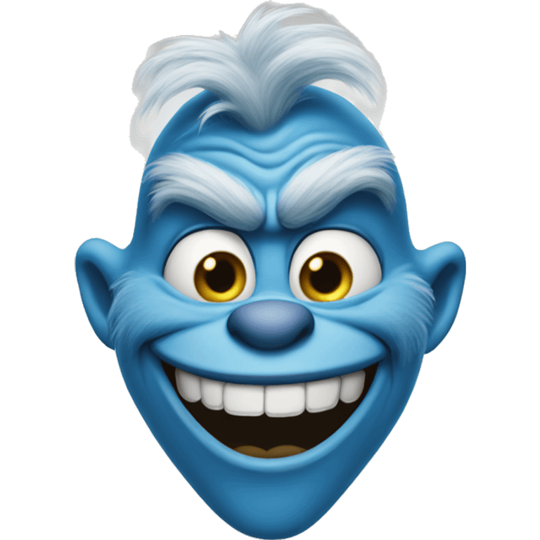 Blue grinch smirking emoji