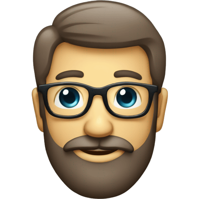 El hombre con barba sonriendo con los ojos ligeramente cerrados detrás de las gafas brillantes, indicando un momento alegre. emoji