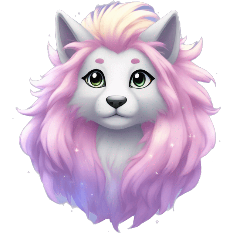 Shiny Sparkly Fluffy Long Mane Kawaii Ethereal Anthro Sona Nebula-Crystal-Fakemon emoji