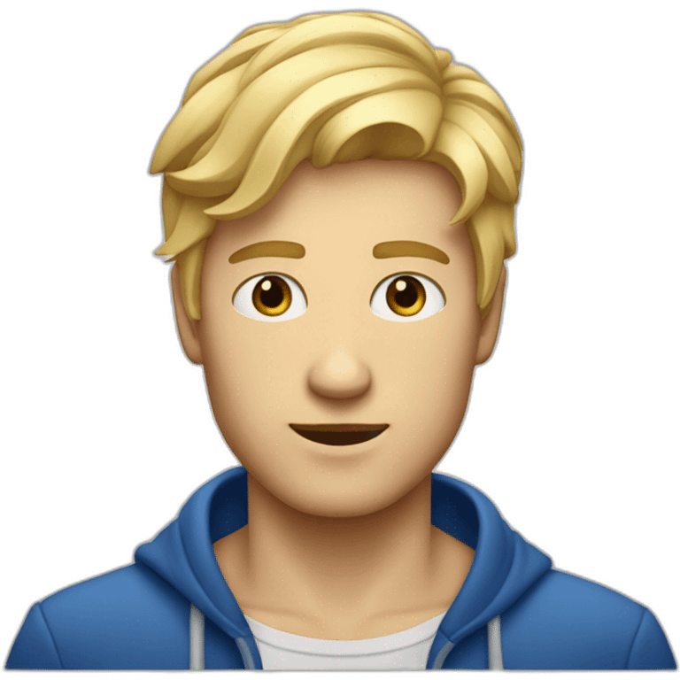 homme cheveux blond aux yeux bleus foncés emoji