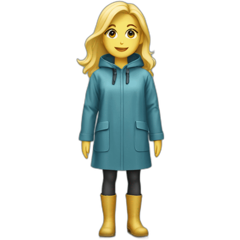 Blond girl with raincoat and boots emoji