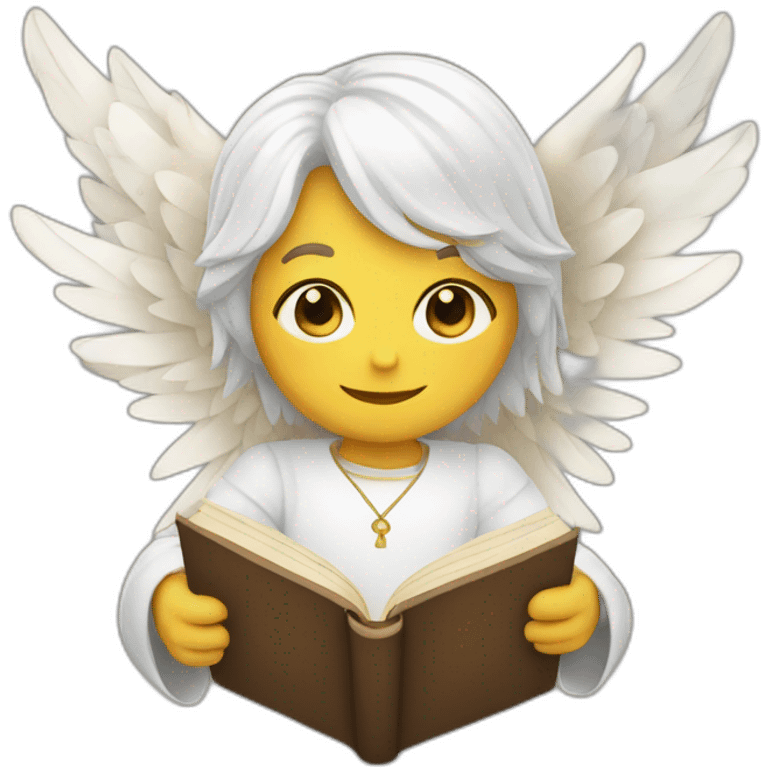 angel with white hair and books emoji