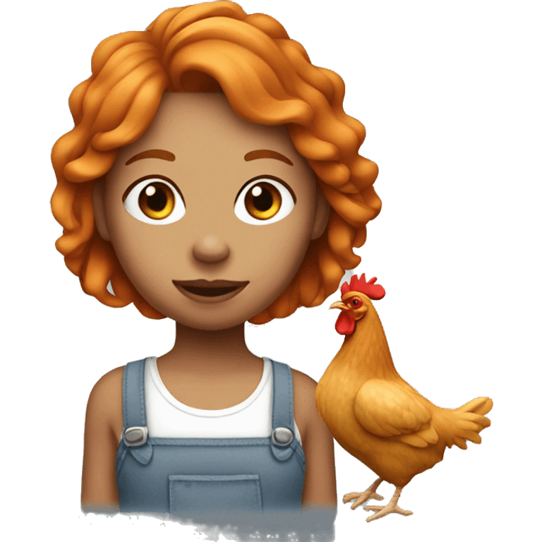 ginger girl with a chicken emoji