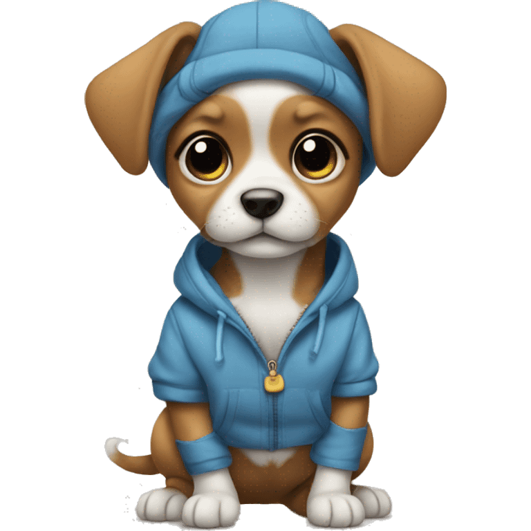 Small puppy wearing clothes  emoji