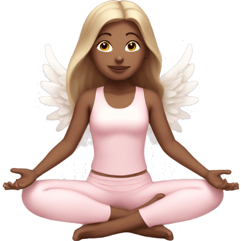 angelic yoga girl in light pink yoga outfit emoji