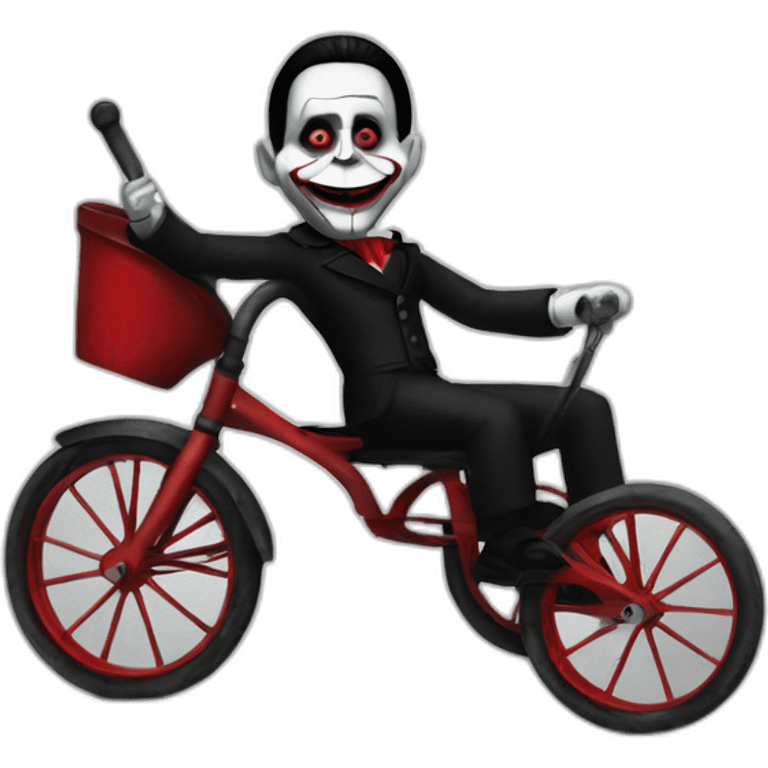 billy the puppet from saw in a tricycle emoji