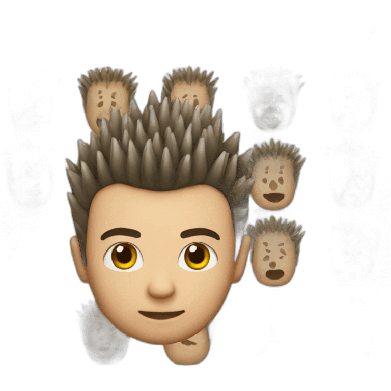 human with hedgehog spikes replacing his hair emoji