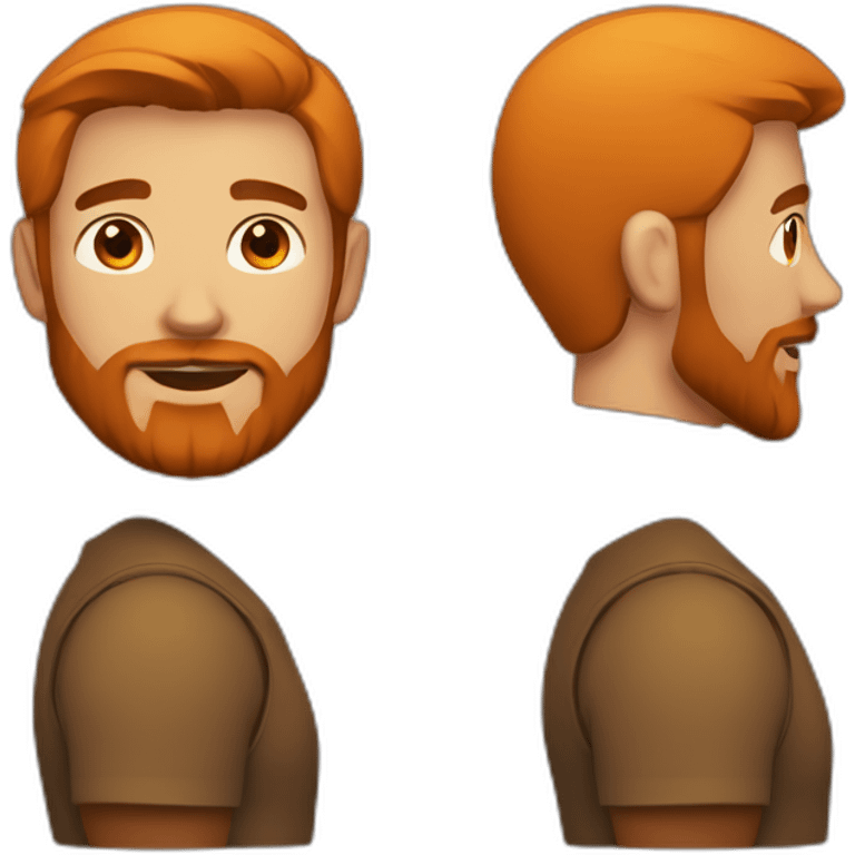 A guy with a beard, mid-length hair colored orange on one side and colored brown on the other side emoji