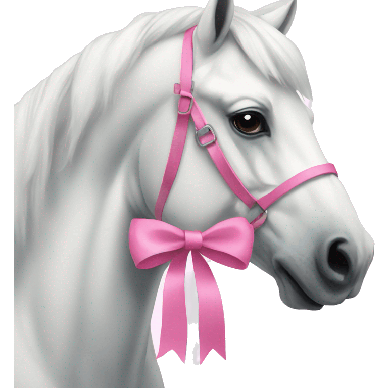 A white horse with pink bow emoji