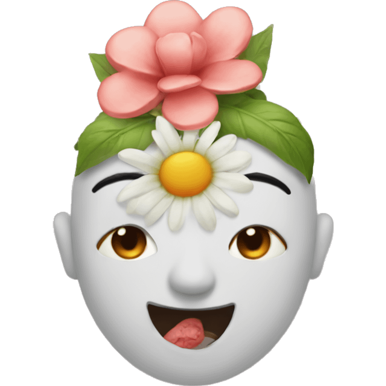 face emoji with flower on top  emoji