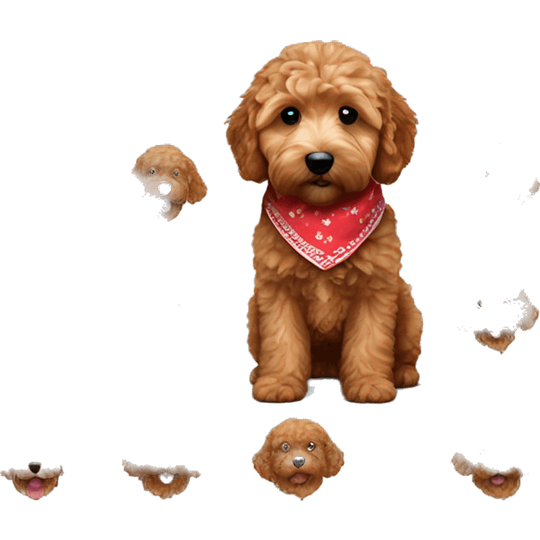 mini red goldendoodle with bandana emoji