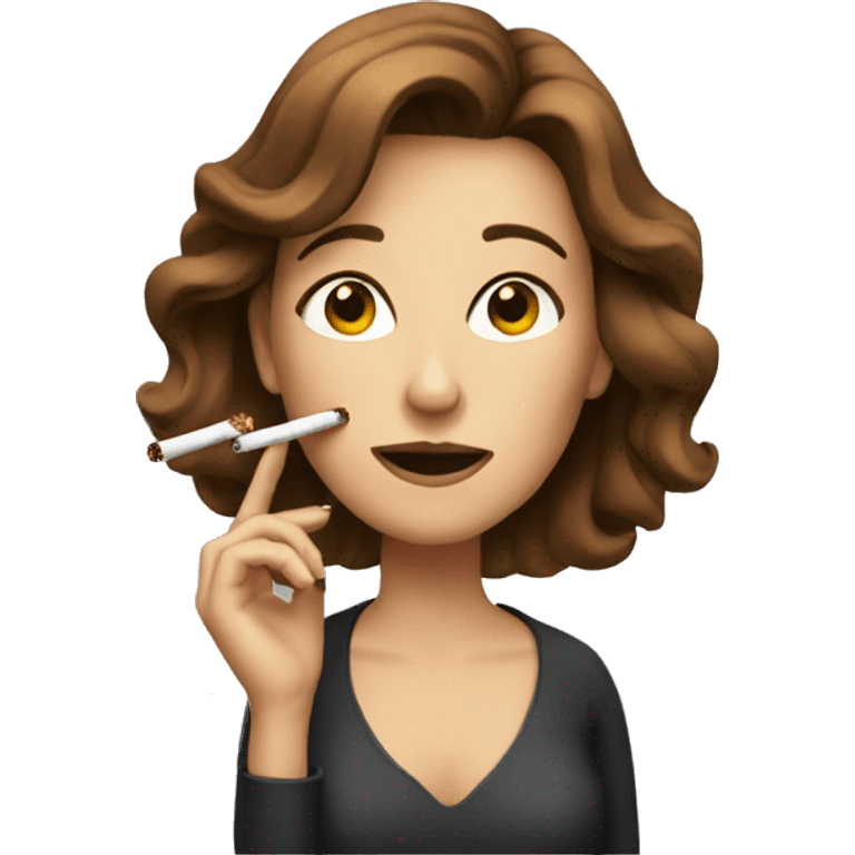 Lady with brown hair smoking emoji